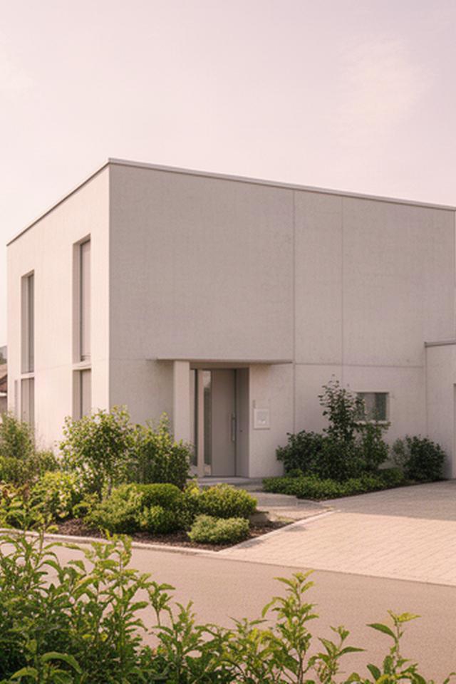 Modernes Einfamilienhaus in Wohlen mit hellen Betonflächen und begrüntem Vorgarten